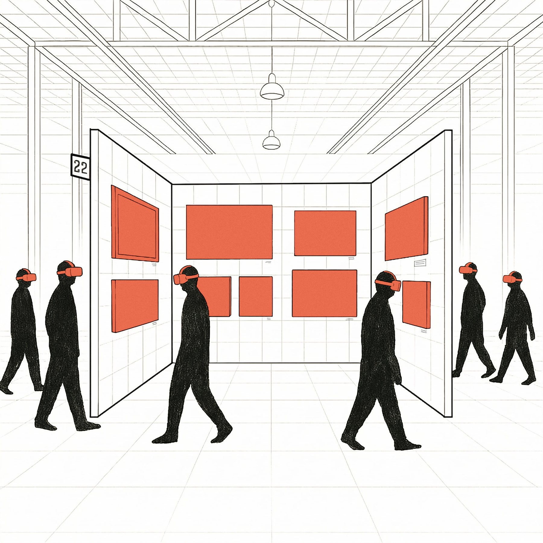 Ilustración de un booth de feria