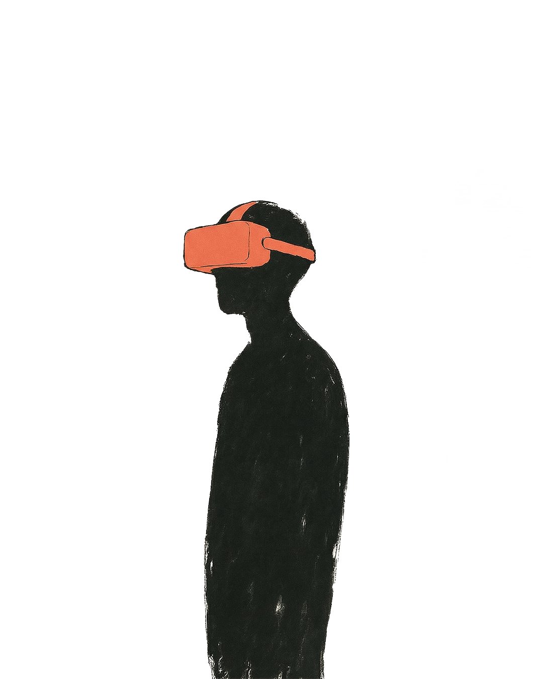 Ilustración de una persona con visor de realidad virtual