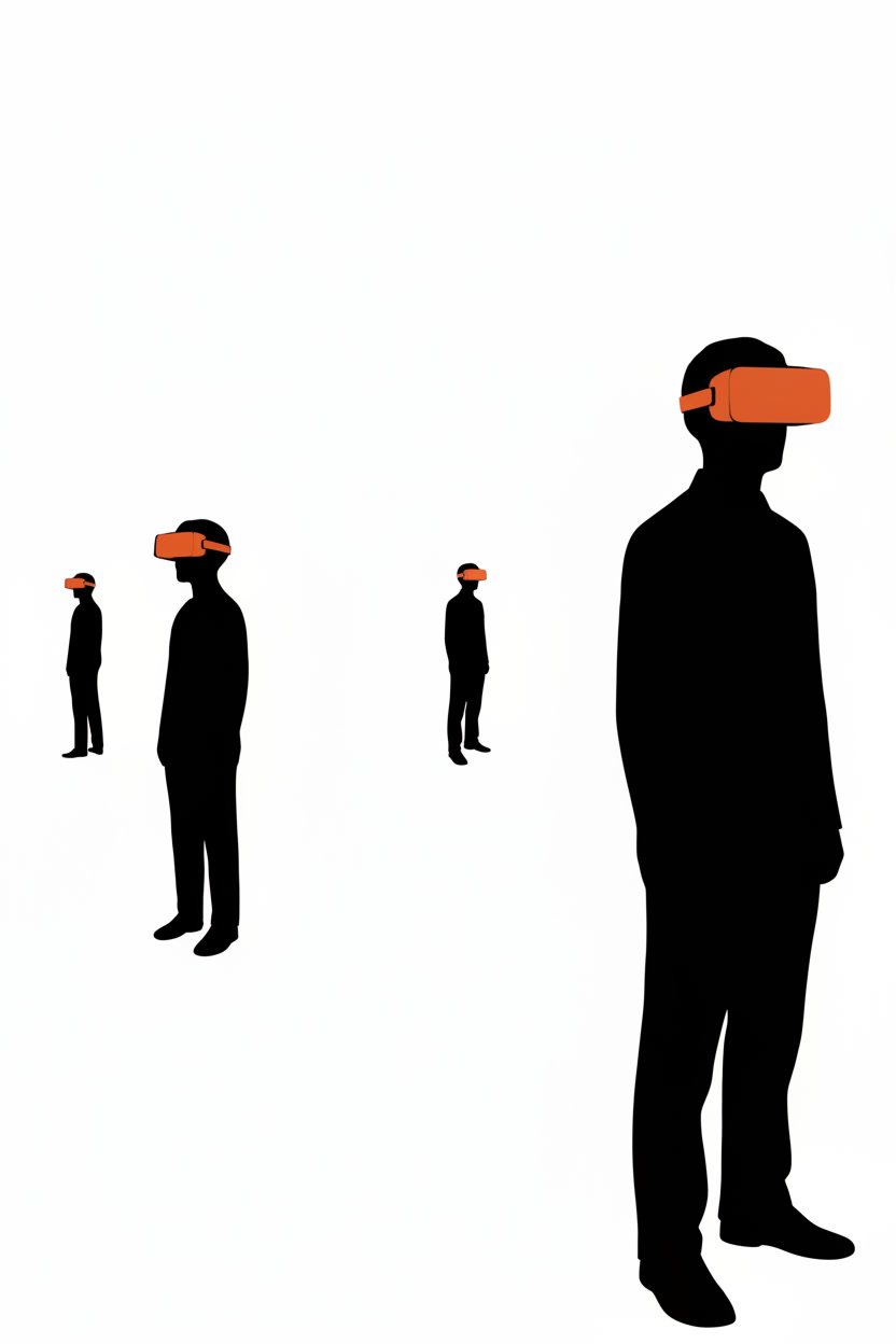 Ilustración de personas con visores de realidad virtual