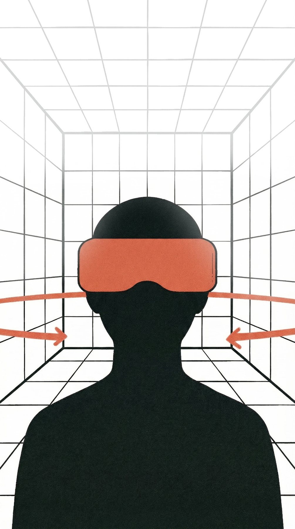 Ilustración de una persona con visor de realidad virtual